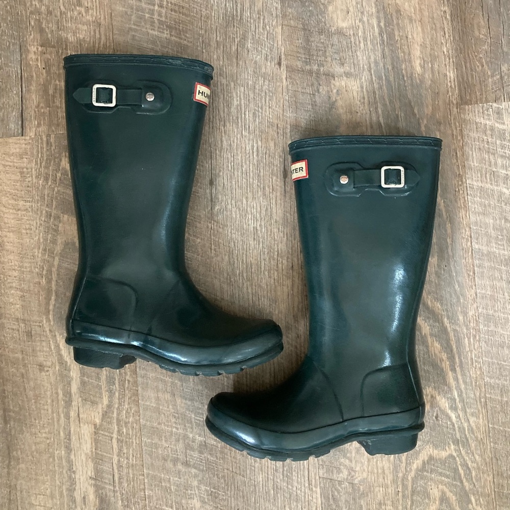 HUNTER | Original Kids Gloss Green Waterproof Knee High Unisex Rain Boots